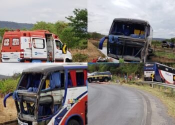 Homem morre em colisão entre ônibus e carreta na BR 135