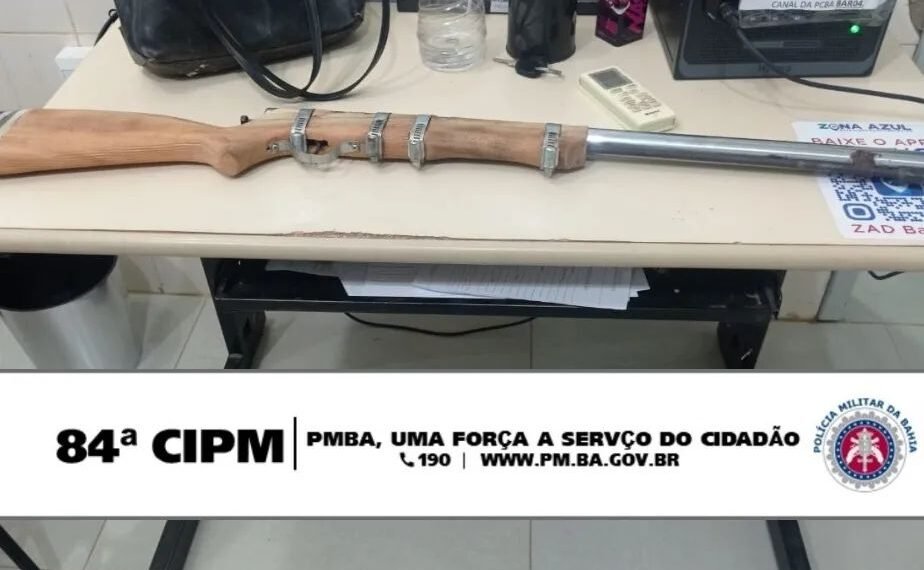 84ª CIPM apreende arma de fogo na zona rural de Angical