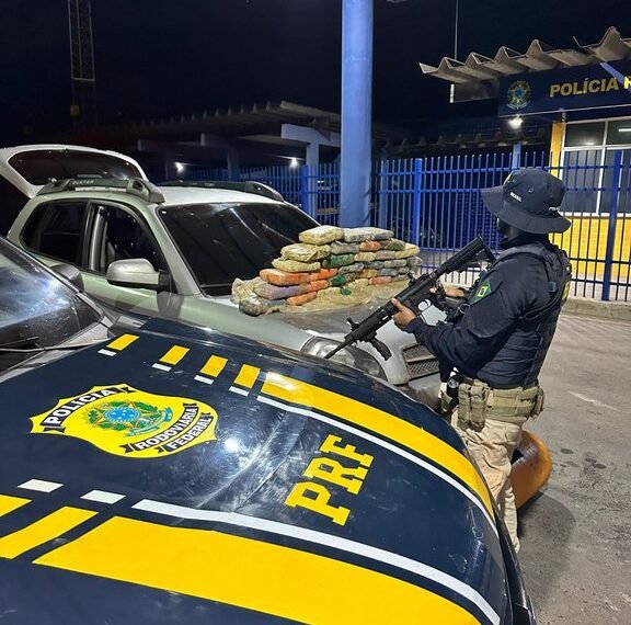 PRF apreende 34 kg de super maconha escondidos em cilindro de gás na BR-242