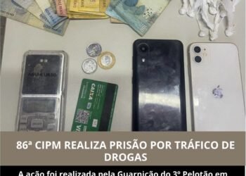Santa Rita de Cássia: 86ª CIPM realiza prisão por tráfico de drogas