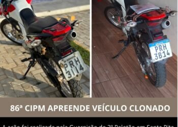 Polícia apreende moto clonada e prende condutor em flagrante em Santa Rita de Cássia