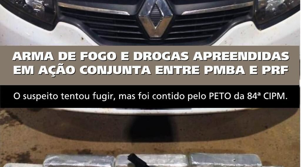 Ação conjunta da PM e PRF apreende droga, arma e prende suspeito em Barreiras