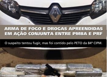 Ação conjunta da PM e PRF apreende droga, arma e prende suspeito em Barreiras