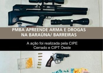 CIPE Cerrado apreende arma de fogo e drogas durante ação no bairro Baraúna, em Barreiras