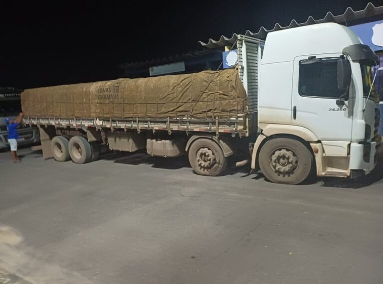 Em Ibotirama (BA), PRF apreende carga de madeira com volume acima do declarado